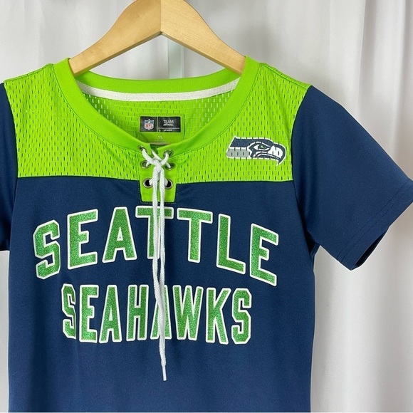 Seattle Seahawks NFL XS Women's Jersey Football Sports Mesh Lime Green Neon - Picture 7 of 7